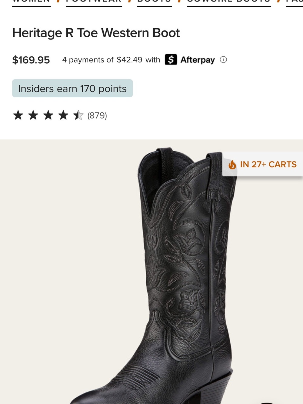 Ariat Black Embroidered Western Heeled Boot